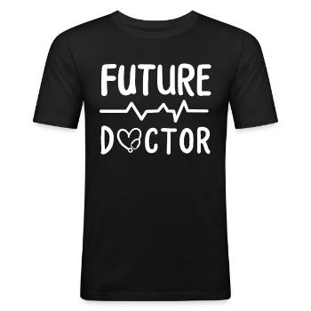 Étudiant en médecine étudiant en médecine - T-shirt près du corps Homme - noir - Devant - Nik (191cm)