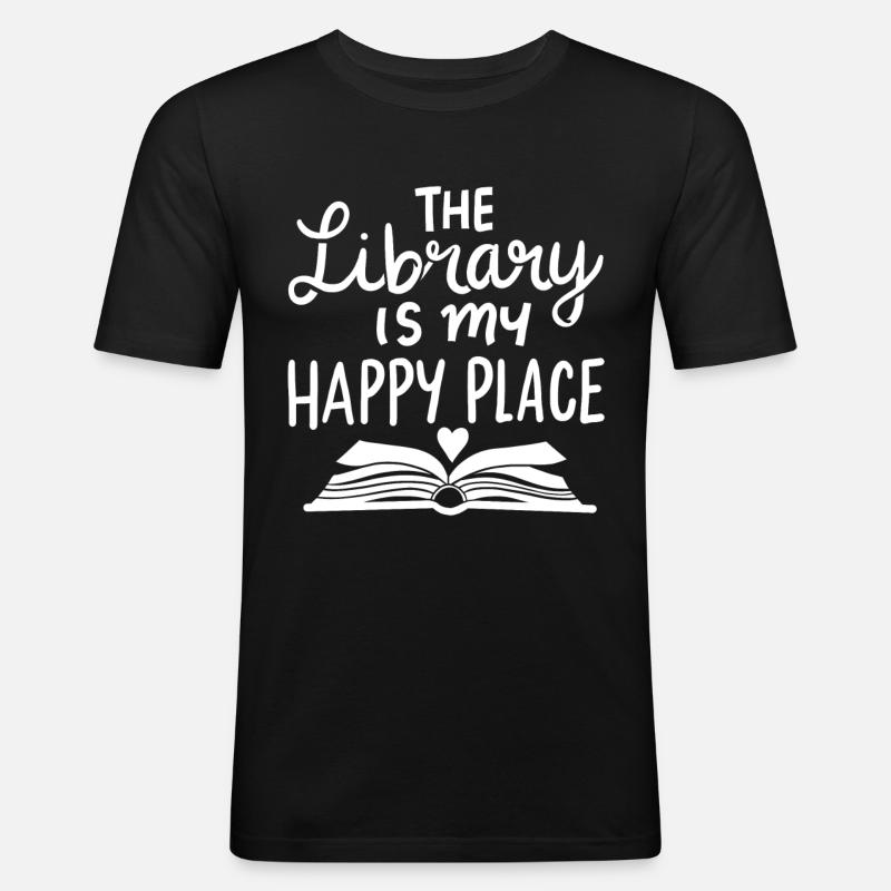 Bücherei - Männer Slim Fit T-Shirt - Schwarz