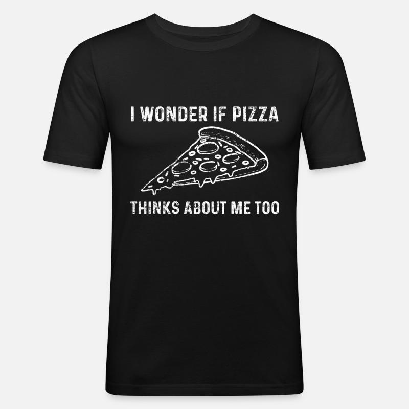 Pizza Pizza - Männer Slim Fit T-Shirt - Schwarz