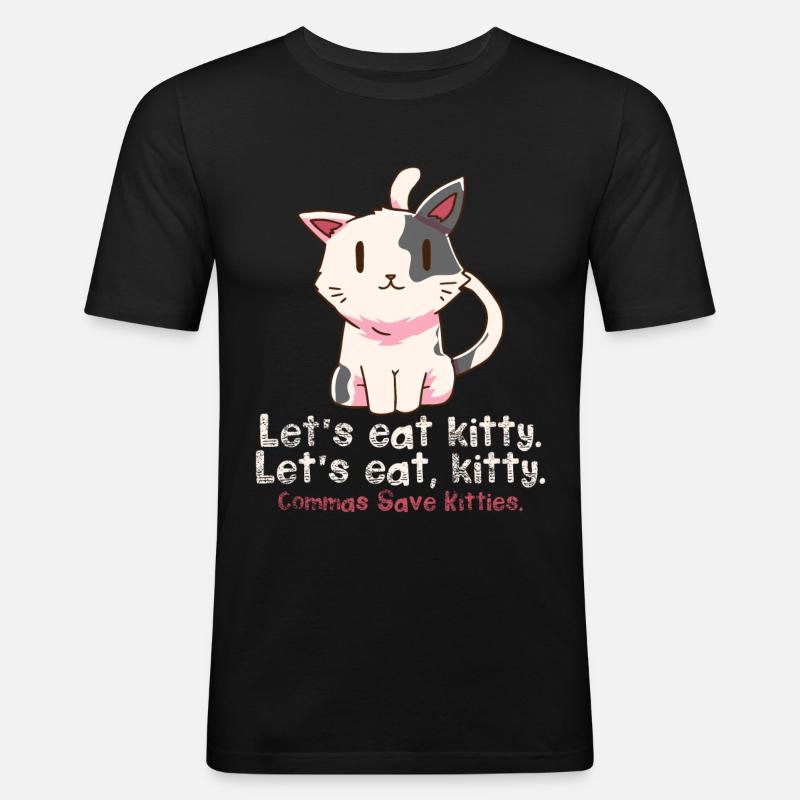 Grammatik Englisch Lehrer Katzen - Männer Slim Fit T-Shirt - Schwarz