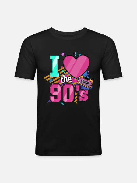 90s nineties music party - Men's Slim Fit T-Shirt - black
