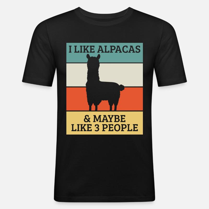 Alpaca - Männer Slim Fit T-Shirt - Schwarz