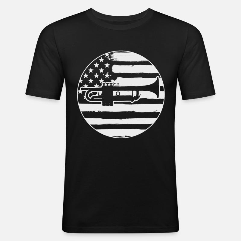 Trompete Trompeter - Männer Slim Fit T-Shirt - Schwarz