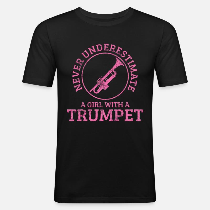 Trompete Trompeter - Männer Slim Fit T-Shirt - Schwarz