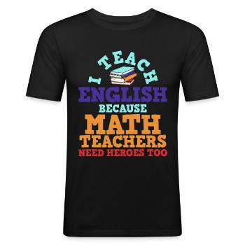 English teacher - Men's Slim Fit T-Shirt - black - Front - Nik (191cm)