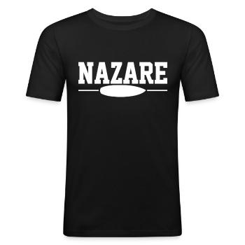 Nazare Portugal - T-shirt près du corps Homme - noir - Devant - Nik (191cm)