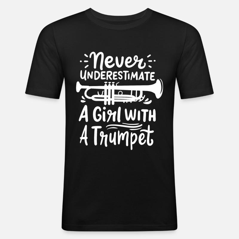 Trompete Trompeterin - Männer Slim Fit T-Shirt - Schwarz