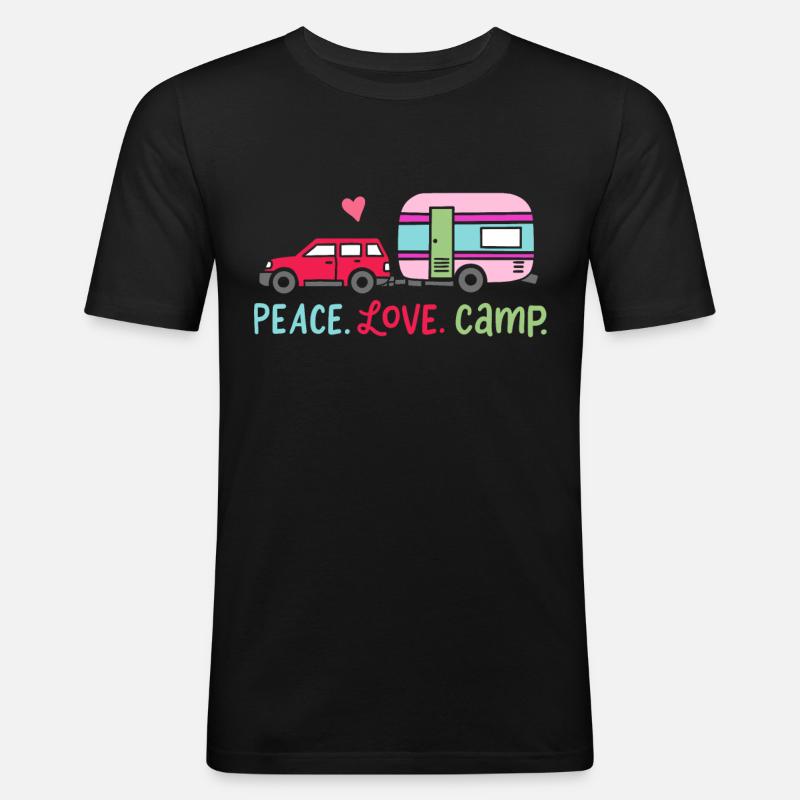 Zelten Campen Camper - Männer Slim Fit T-Shirt - Schwarz