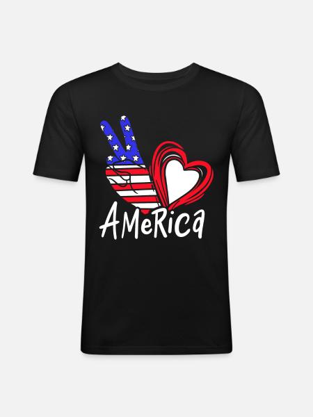 America - Men's Slim Fit T-Shirt - black