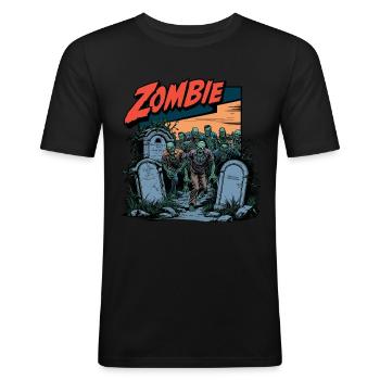 Zombie Horde Comic Art - Men's Slim Fit T-Shirt - black - Front - Nik (191cm)