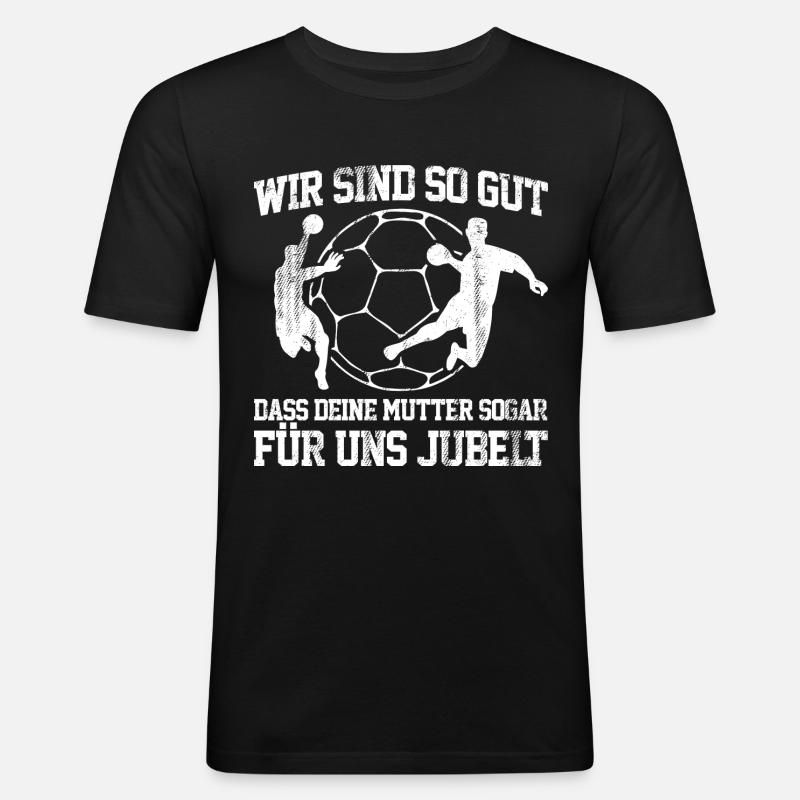 Handball - Mutter - Männer Slim Fit T-Shirt - Schwarz