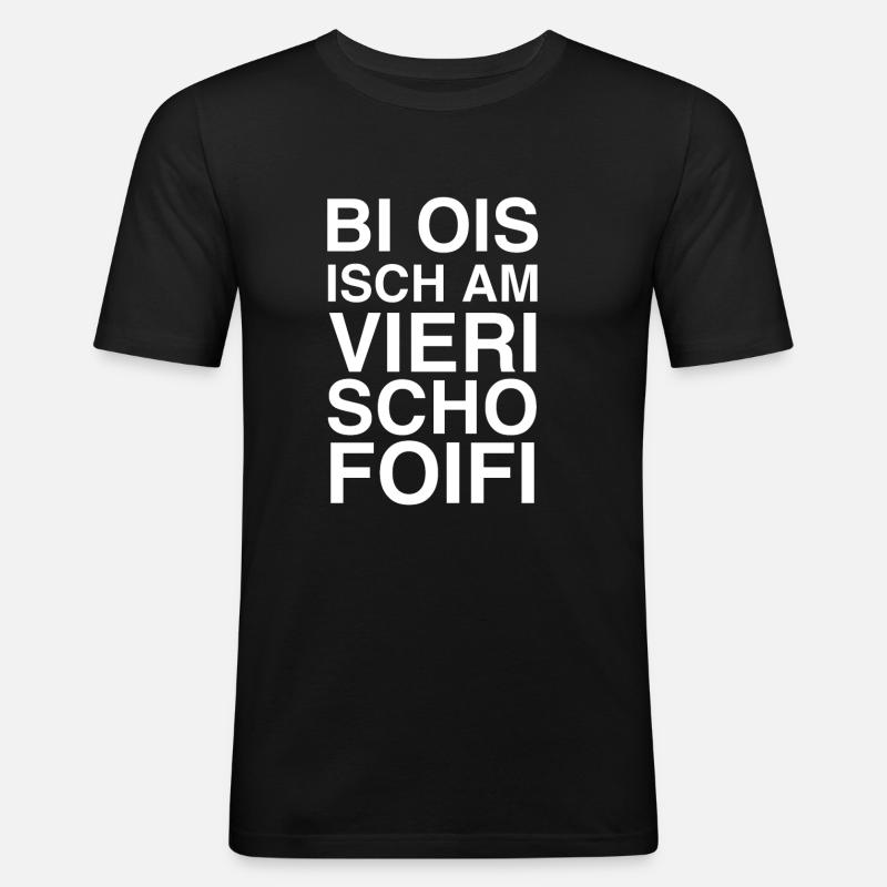 45 Schweizerdeutsch - Männer Slim Fit T-Shirt - Schwarz