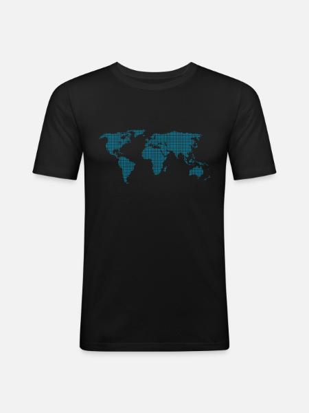 world map - Men's Slim Fit T-Shirt - black
