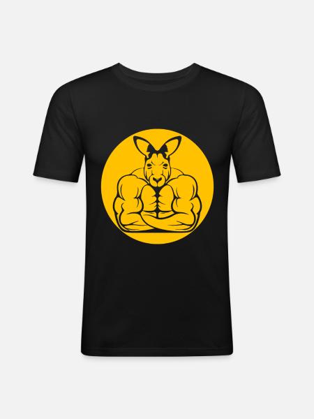 Känguru Muskeln - Männer Slim Fit T-Shirt - Schwarz