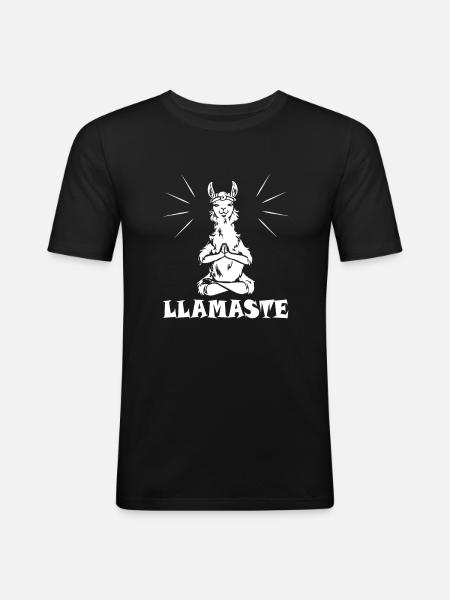 Llamaste - Männer Slim Fit T-Shirt - Schwarz