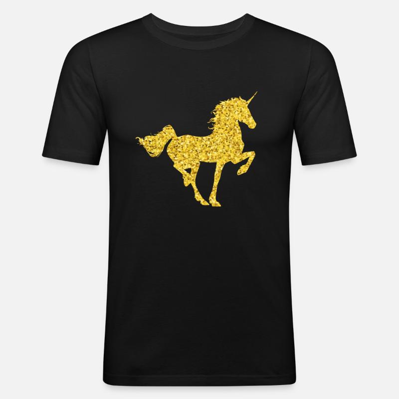 Pferd Glitzer - Männer Slim Fit T-Shirt - Schwarz