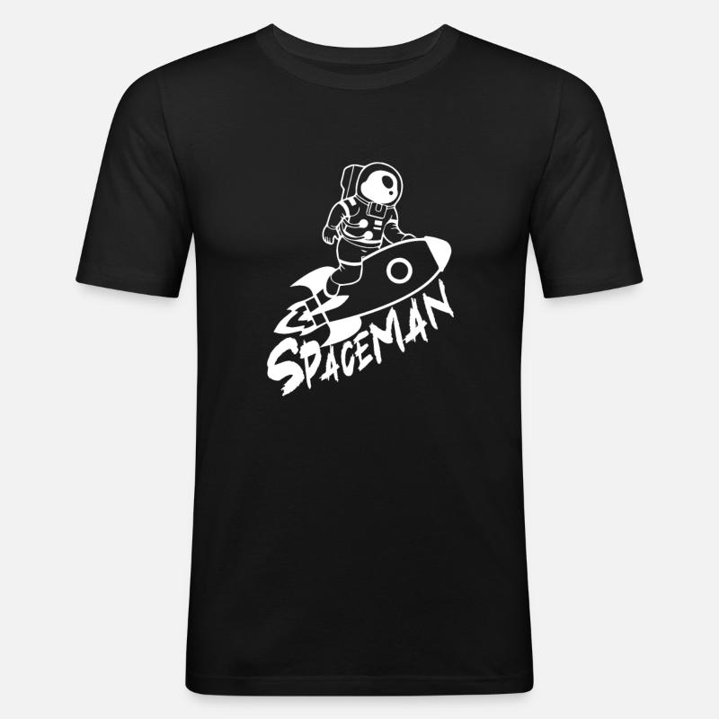 Spaceman - Männer Slim Fit T-Shirt - Schwarz