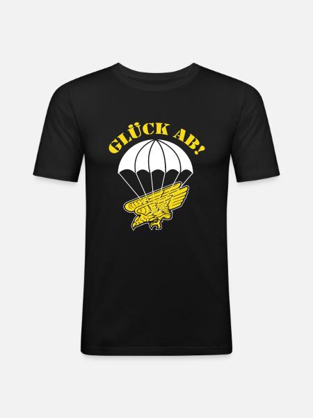 Glück ab! Fallschirmjäger - Männer Slim Fit T-Shirt - Schwarz