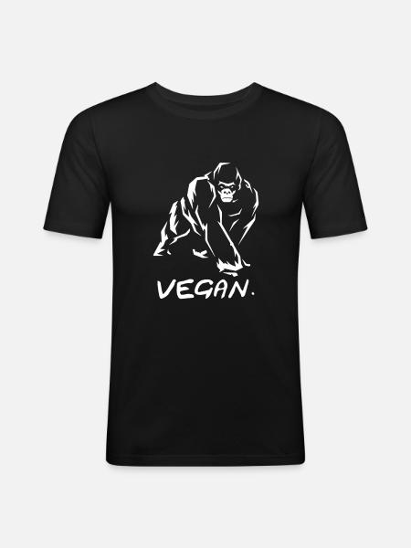 Vegan gorilla - Men's Slim Fit T-Shirt - black