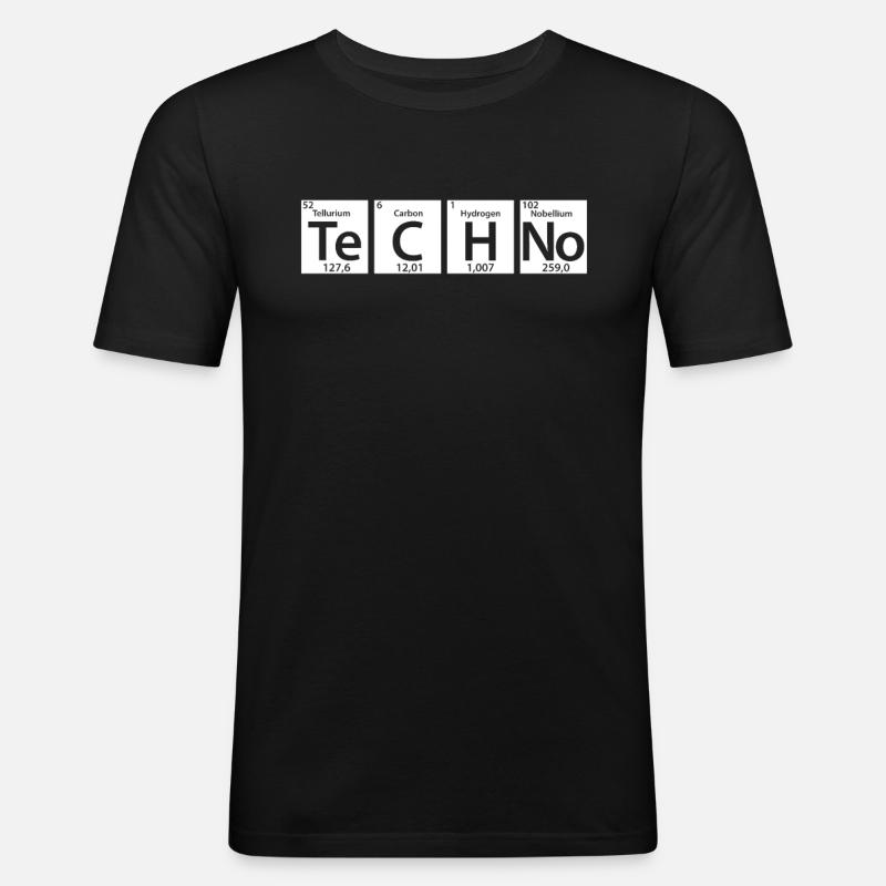 Techno Periodensystem - Männer Slim Fit T-Shirt - Schwarz