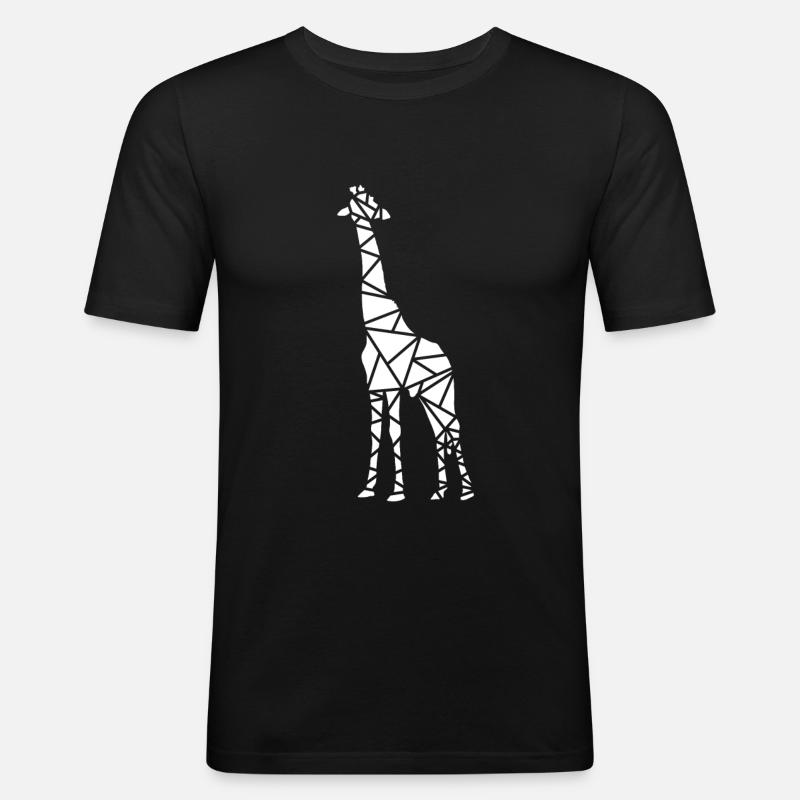 Giraffe - Männer Slim Fit T-Shirt - Schwarz