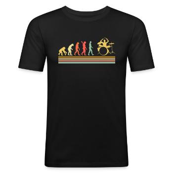 Drummer Evolution Batterie batterie Drumstick - T-shirt près du corps Homme - noir - Devant - Nik (191cm)