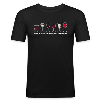 Wein Rot Weiß Sommelier Sekt Weinglas - Männer Slim Fit T-Shirt - Schwarz - Vorne - Nik (191cm)