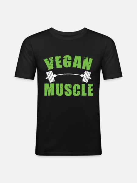 Vegan Bodybuilding Muscles Training Gym - Men's Slim Fit T-Shirt - black