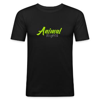 Droits des animaux - T-shirt près du corps Homme - noir - Devant - Nik (191cm)