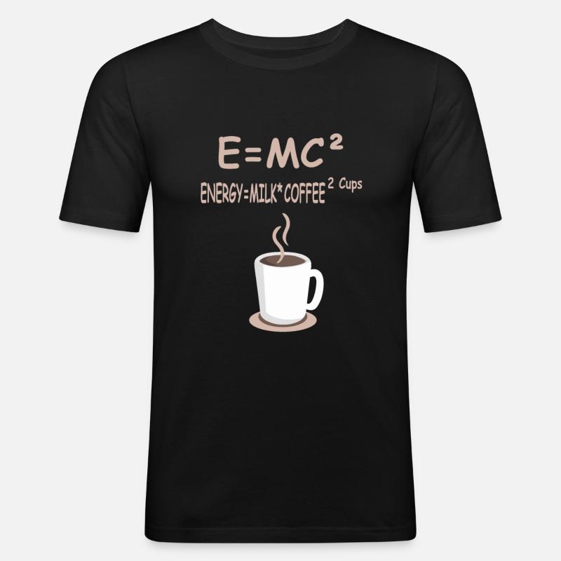 E=MC² Energie = Milchkaffee 2 Tassen - Männer Slim Fit T-Shirt - Schwarz