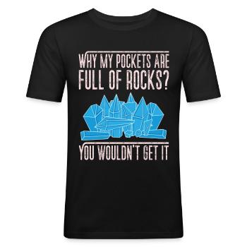 Géologie Géologie Fossiles - Poches pleines de roches - T-shirt près du corps Homme - noir - Devant - Nik (191cm)