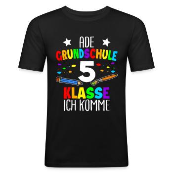 5. Klasse | Grundschule Abschluss 2022 T-Shirt - Männer Slim Fit T-Shirt - Schwarz - Vorne - Nik (191cm)