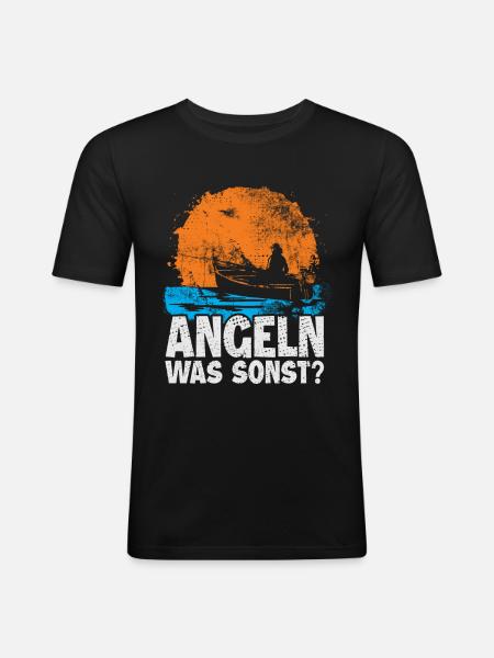 Angeln Fischen | Lustiges Angler - Männer Slim Fit T-Shirt - Schwarz