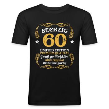 Geburtstag Männer 60 Jahre 60er 60 Geburtstag - Männer Slim Fit T-Shirt - Schwarz - Vorne - Nik (191cm)