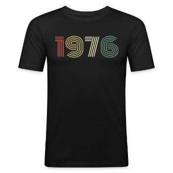 1976 Anniversaire Millésime 1976 Cadeau 1976 - T-shirt près du corps Homme - noir - Devant - Nik (191cm)