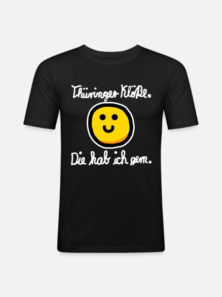 Thüringer Kloß (Weiß) - Männer Slim Fit T-Shirt - Schwarz