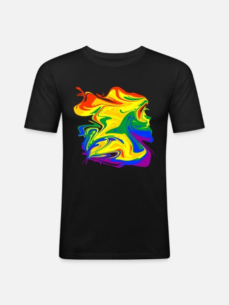 rainbow mess - Männer Slim Fit T-Shirt - Schwarz