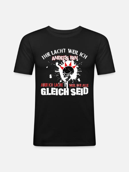 Punk - Ich lache - Männer Slim Fit T-Shirt - Schwarz