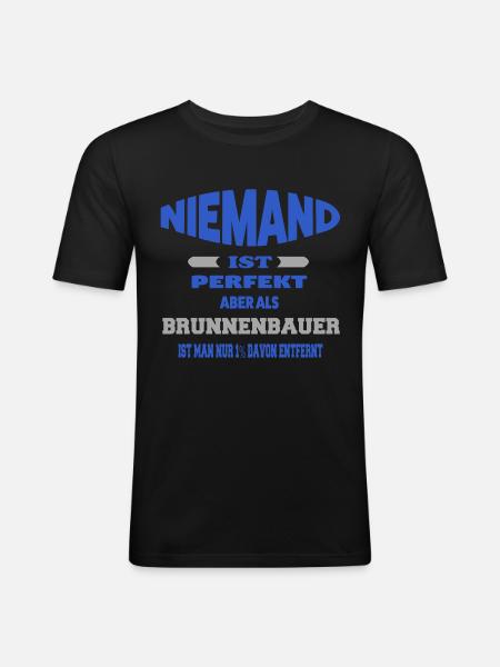 Brunnenbauer - Männer Slim Fit T-Shirt - Schwarz