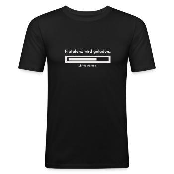 Furz wird geladen, Stinken - Männer Slim Fit T-Shirt - Schwarz - Vorne - Nik (191cm)