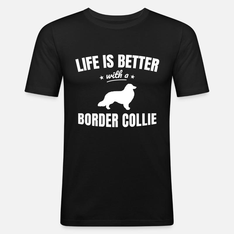 Border Collie - Männer Slim Fit T-Shirt - Schwarz