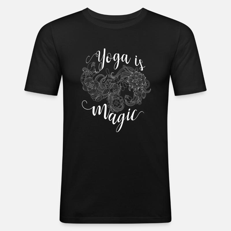 Yoga is Magic - Männer Slim Fit T-Shirt - Schwarz