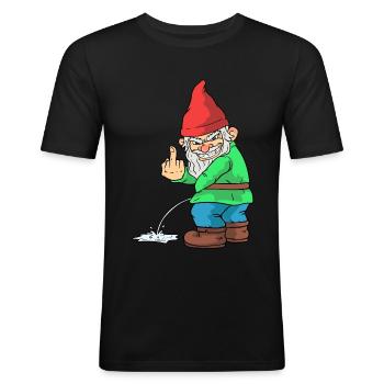 Garden gnome middle finger allotment garden gift - Men's Slim Fit T-Shirt - black - Front - Nik (191cm)