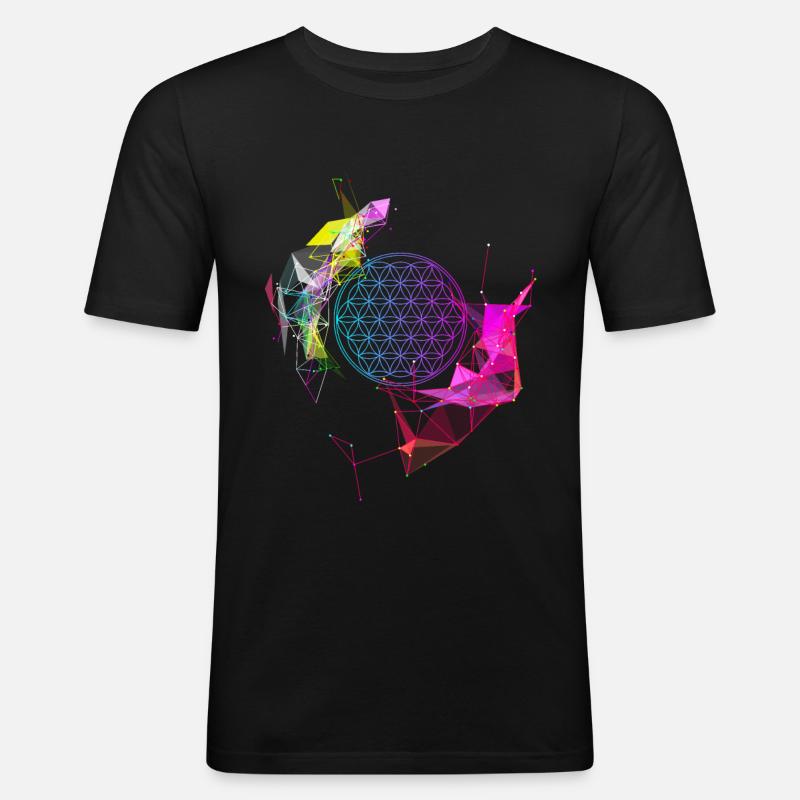 Blume des Lebens - Männer Slim Fit T-Shirt - Schwarz