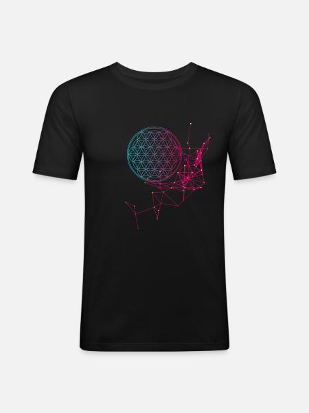 Blume des Lebens - Männer Slim Fit T-Shirt - Schwarz