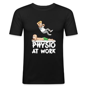 Wrestling Physiotherapeut Physio at Work - Männer Slim Fit T-Shirt - Schwarz - Vorne - Nik (191cm)