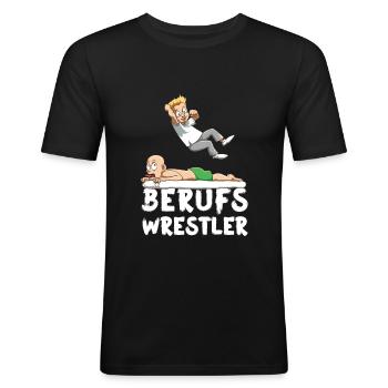 Wrestler Physiothérapeute Wrestler - T-shirt près du corps Homme - noir - Devant - Nik (191cm)