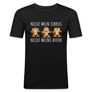 Nicht Mein Zirkus Nicht Meine Affen - Männer Slim Fit T-Shirt - Schwarz - Vorne - Nik (191cm)