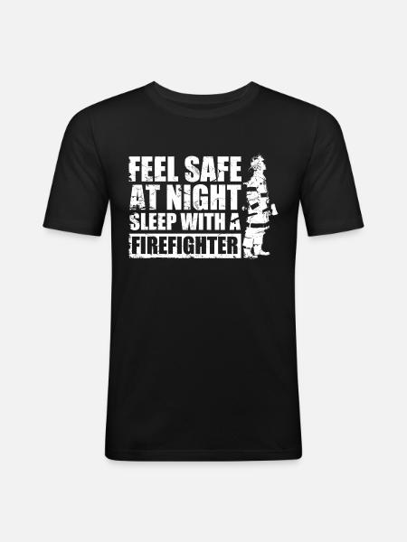 Safe With Firefighter - Men's Slim Fit T-Shirt - black