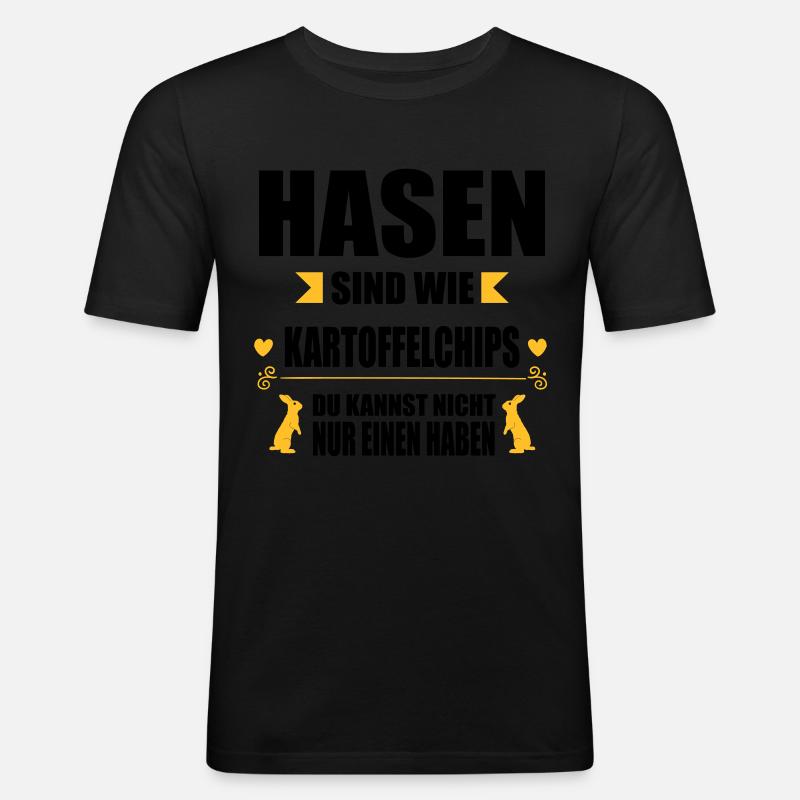 Hasen sind wie Chips - Männer Slim Fit T-Shirt - Schwarz
